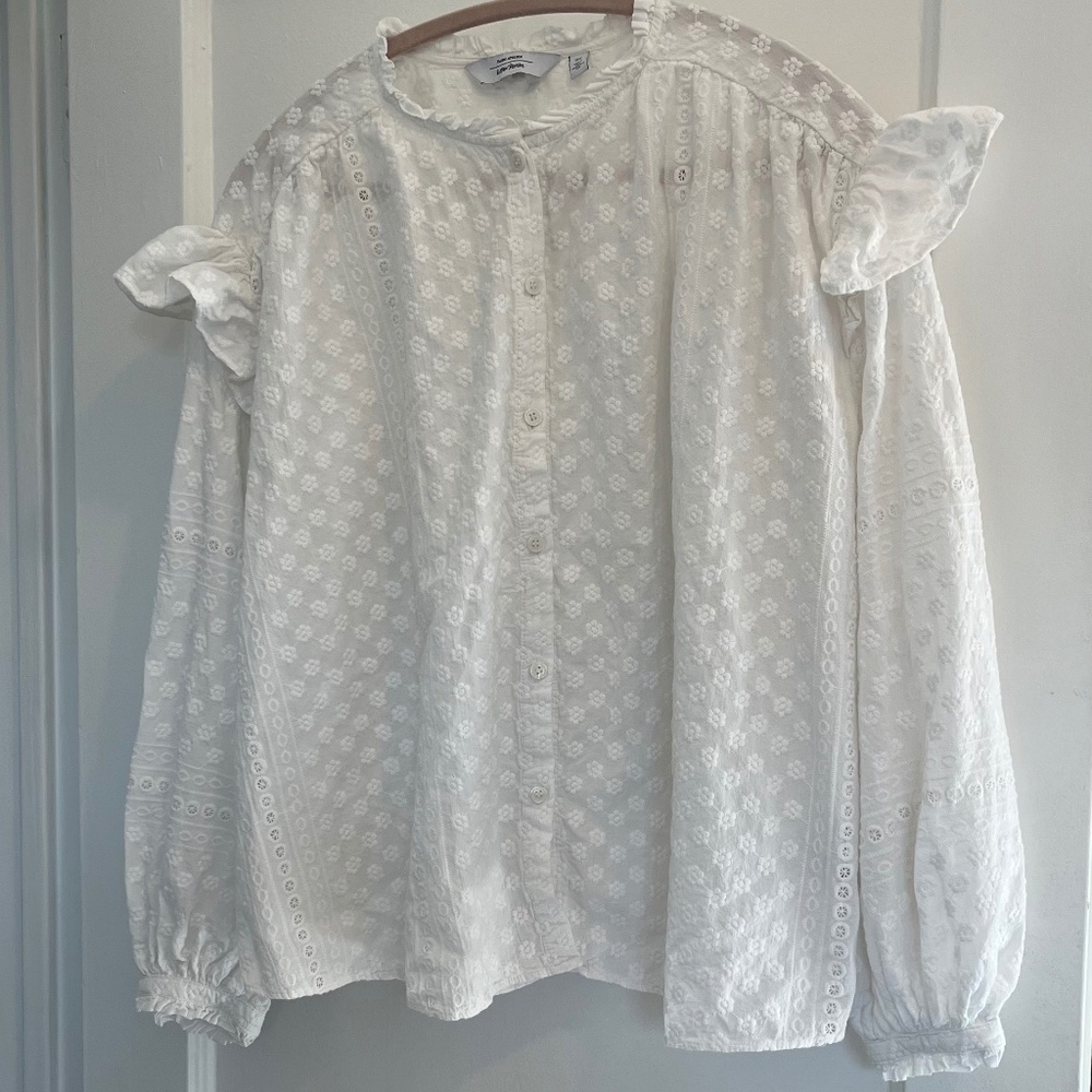 & Other Storied White Embroidered Button-down Shirt